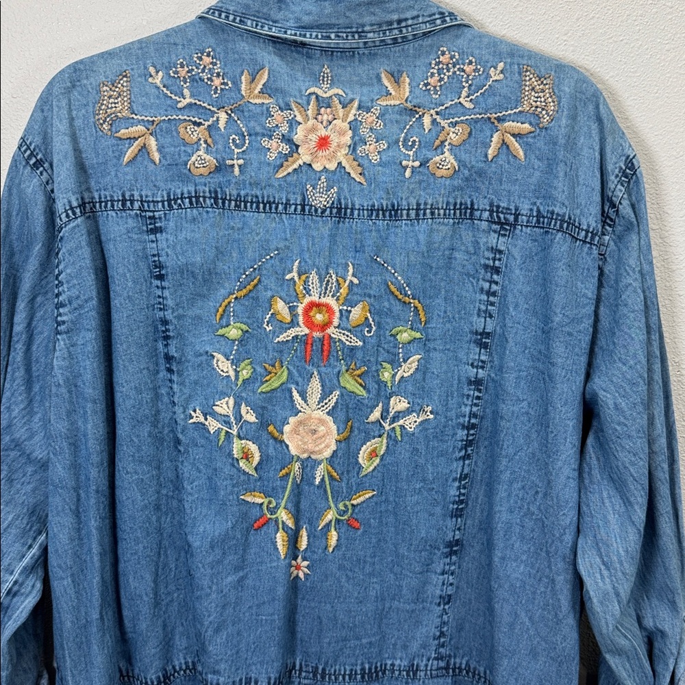 ✔️Nostalgia Light Washed Blue Embroidered Denim Top/Tunic